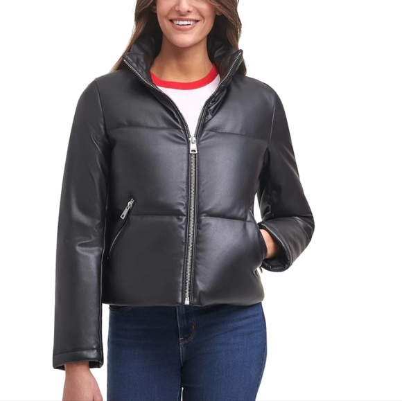 Levi’s Quilted Faux Leather Puffer Coat/Jacket Women - Picture 5 of 5